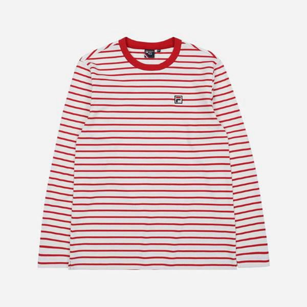 Camisetas Fila Mulher Vermelhas/Branco - Fila Striped Crew Neck L/S Portugal Lisboa,OYKL-43015